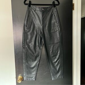 Zara Cropped Black Leather Pants